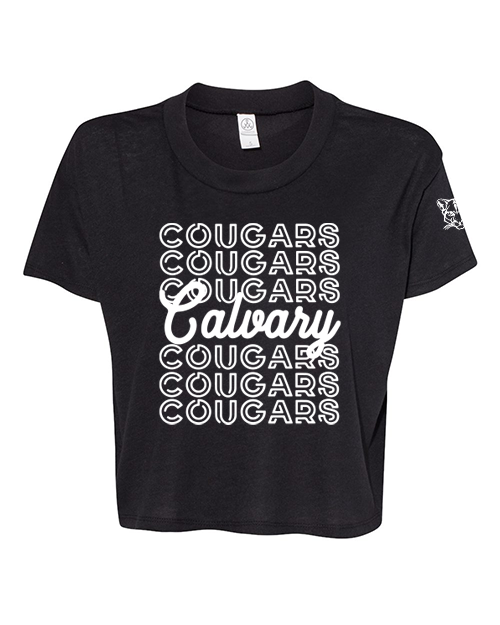 Cougars on Repeat: Script Edition - Women's Crop Tee